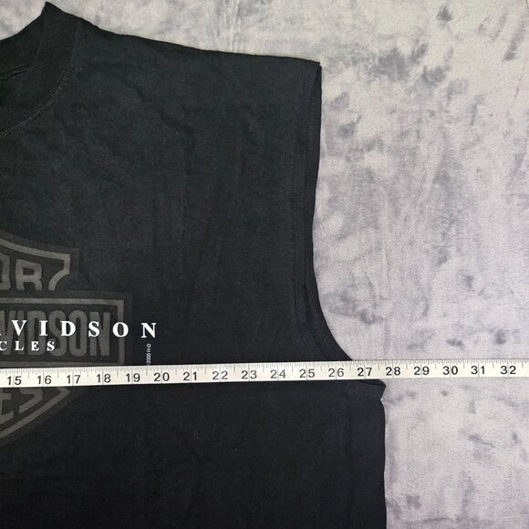 VINTAGE Harley Davidson Men's 2XL Black Motorcycle Tank Top Y2K Edmonton Alberta - Picture 7 of 8